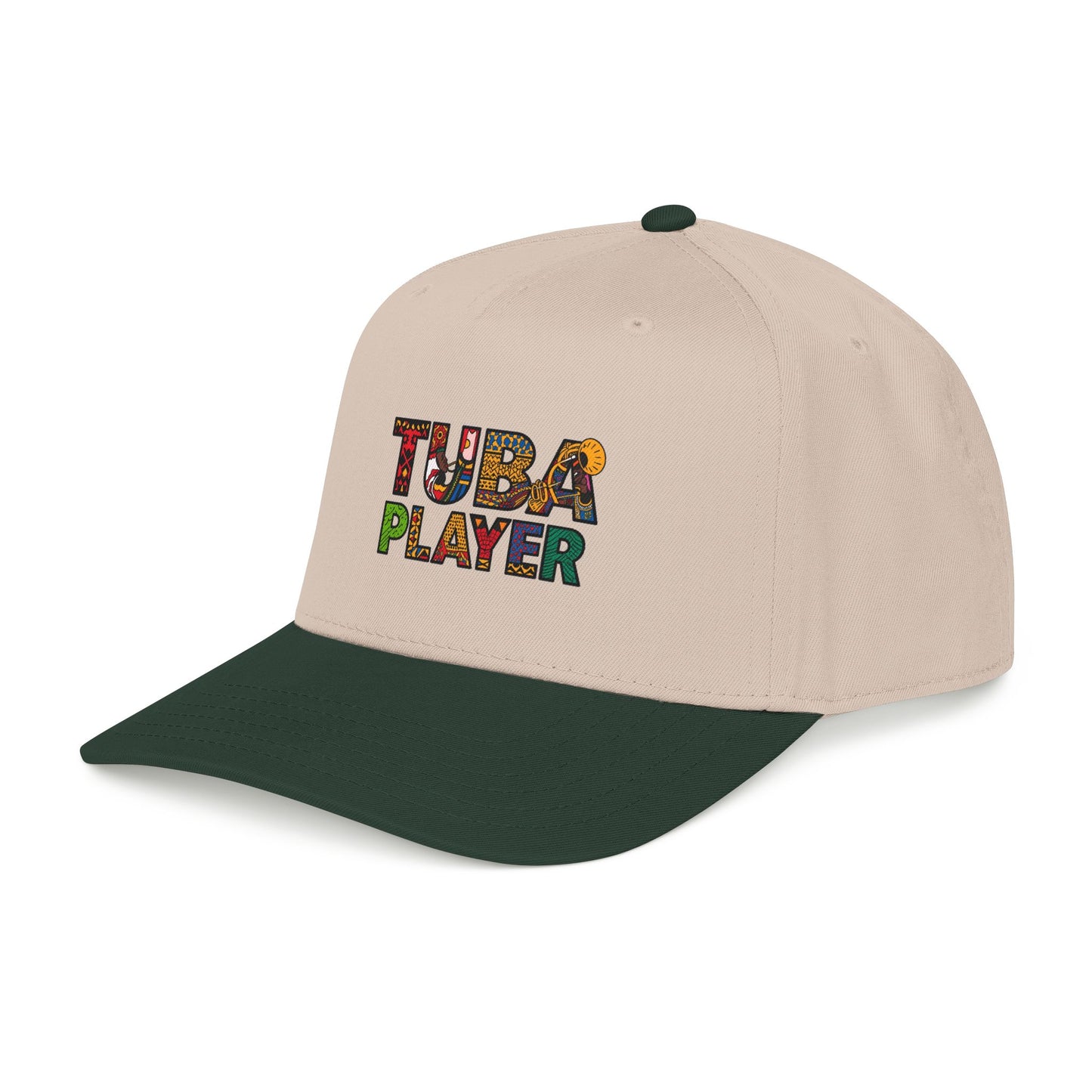Tuba Player Baseball Cap — Colorful Retro Band Embroidered Hat