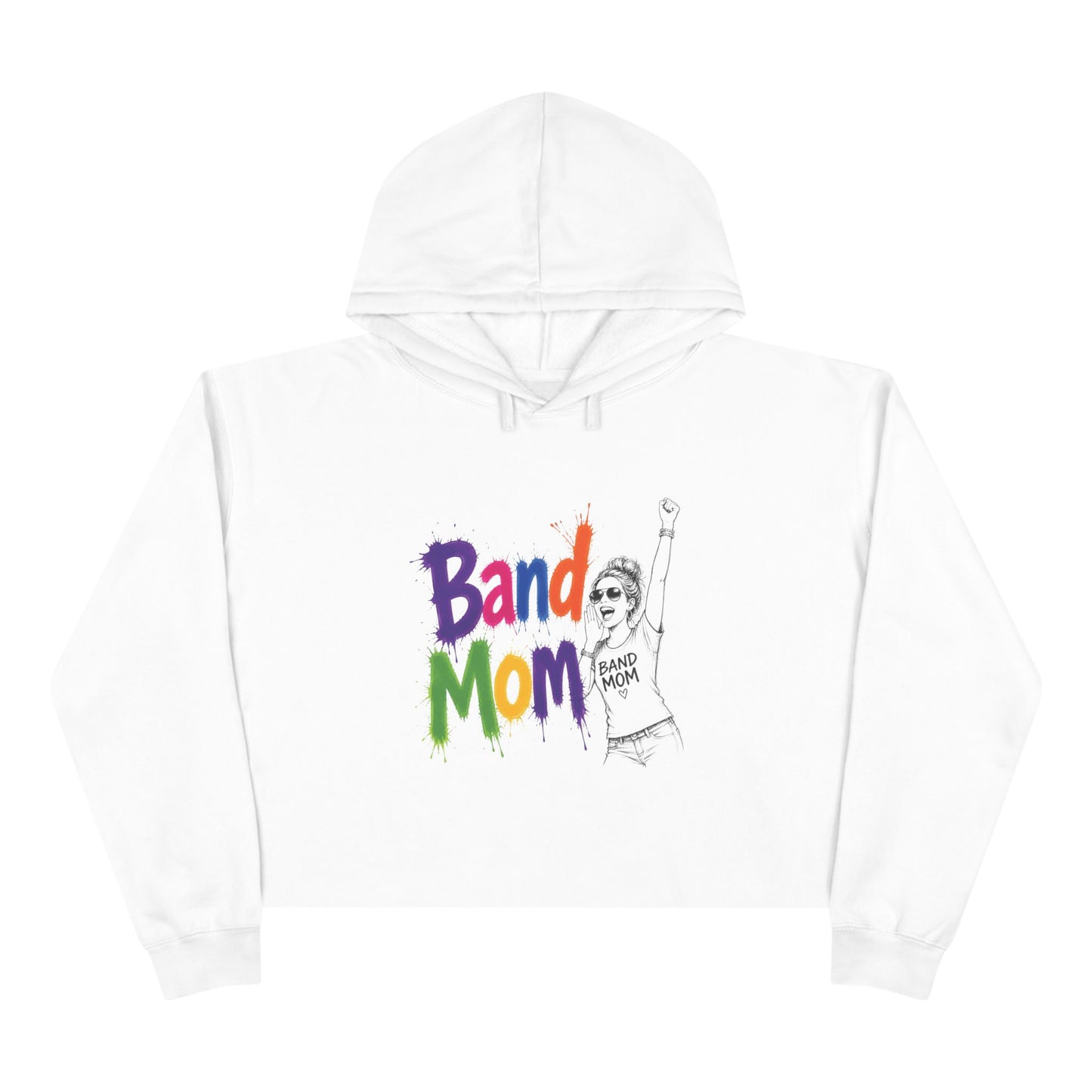 Colorful "Band Mom" Cropped Pullover Hoodie