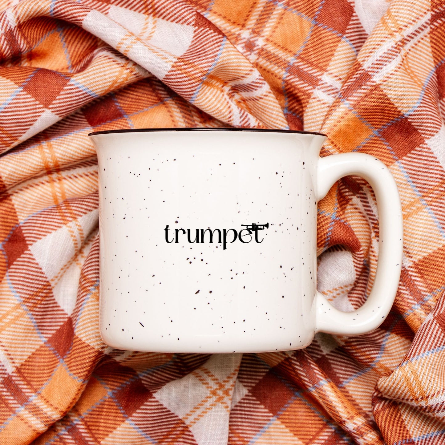 "Trumpet" Ceramic Camp Mug Speckled Cream 13 oz