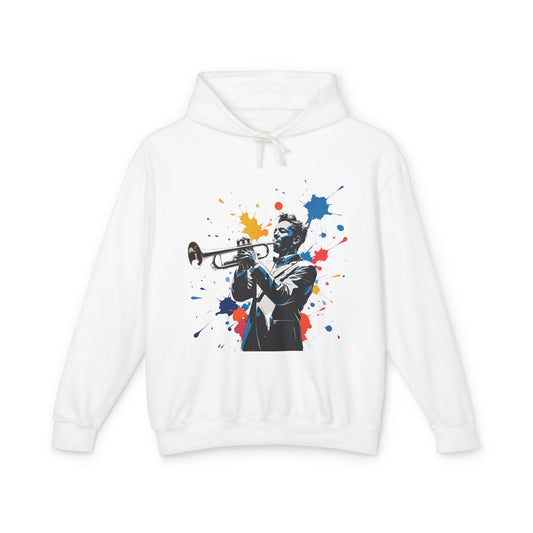 Jazz-Inspired "Trumpet" Splash Paint Unisex Lightweight Hoodie