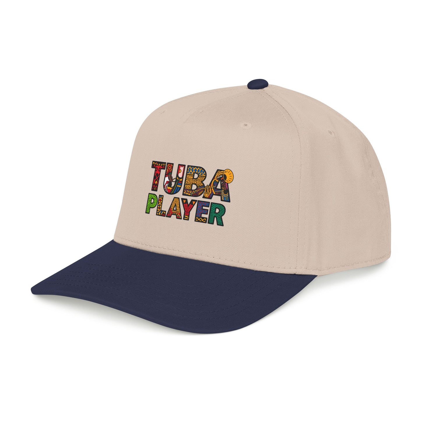 Tuba Player Baseball Cap — Colorful Retro Band Embroidered Hat