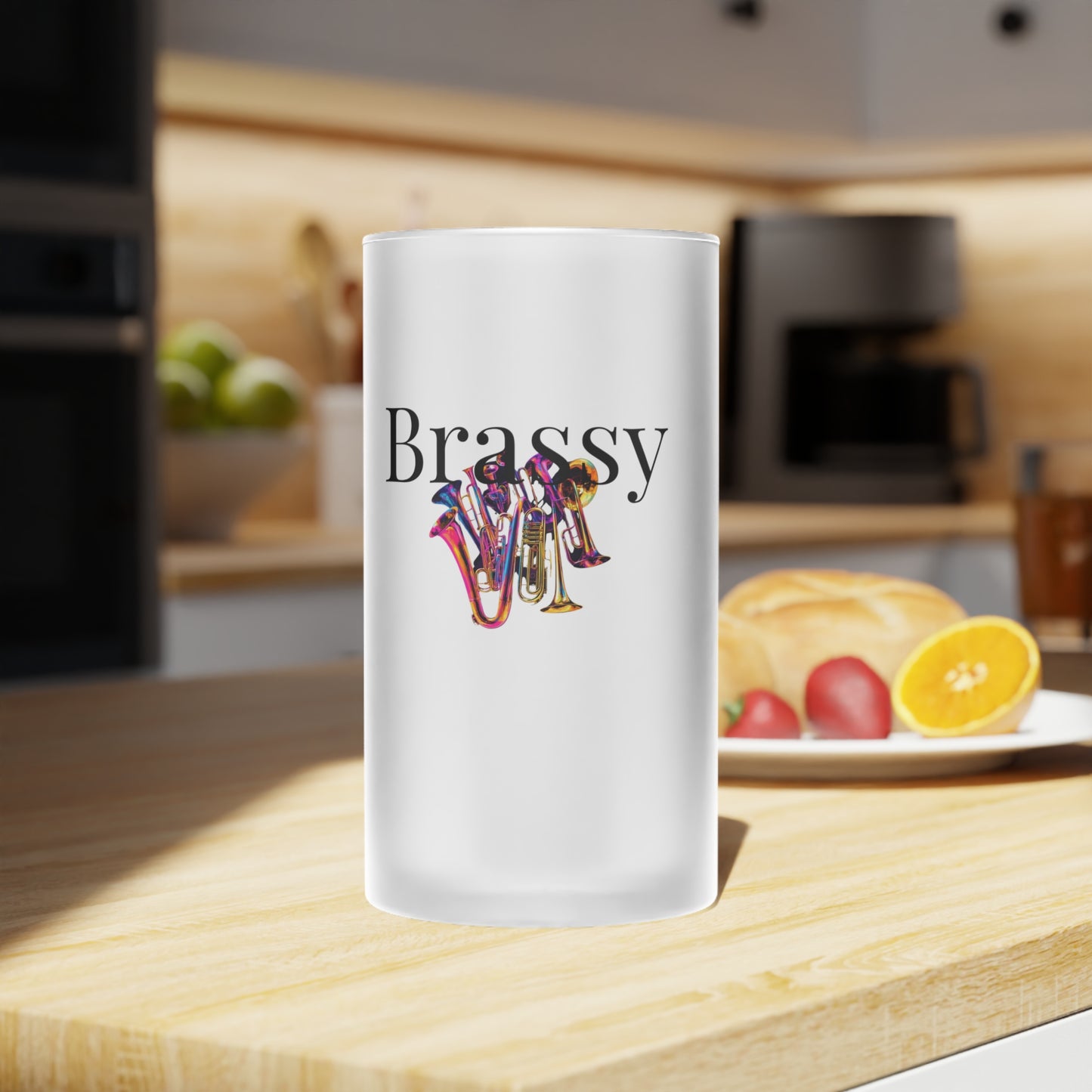 "Brassy" Frosted Glass Beer Mug