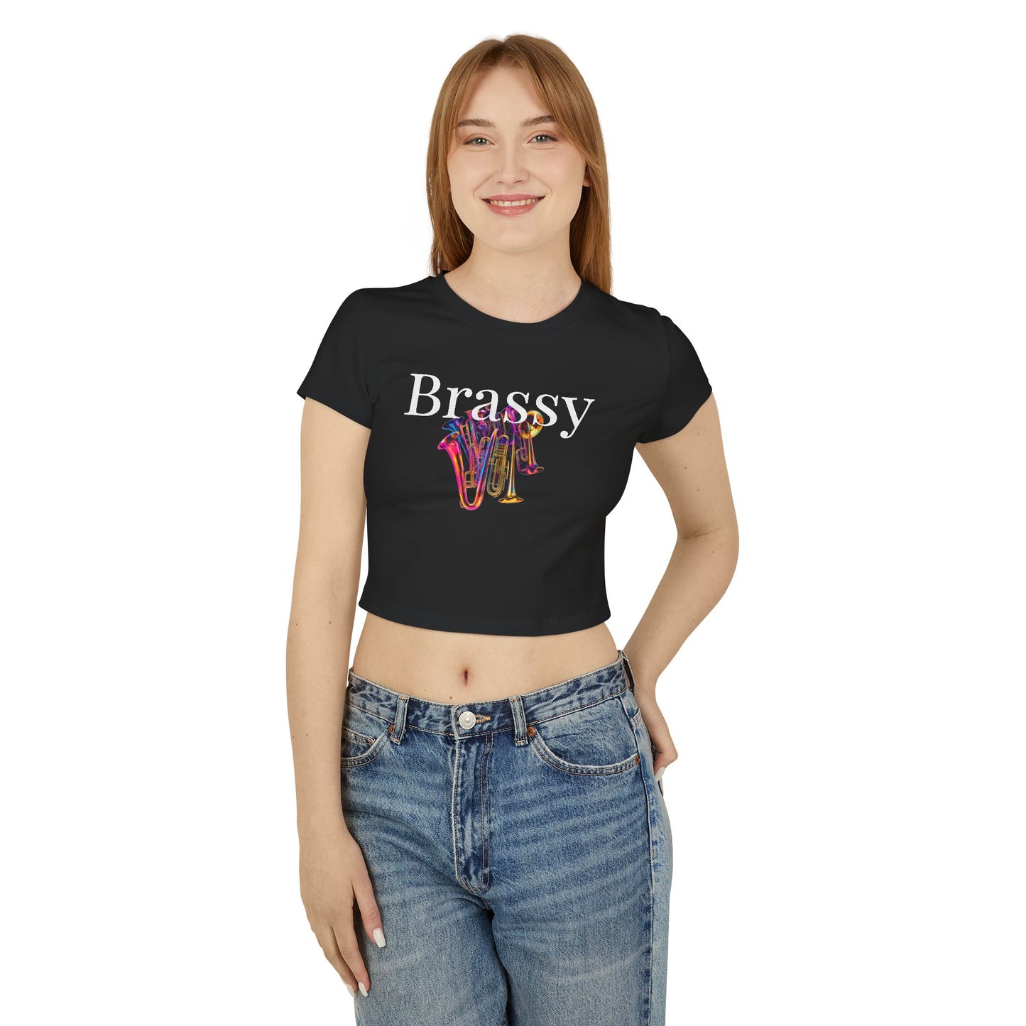 Black "Brassy" Women's Baby Tee