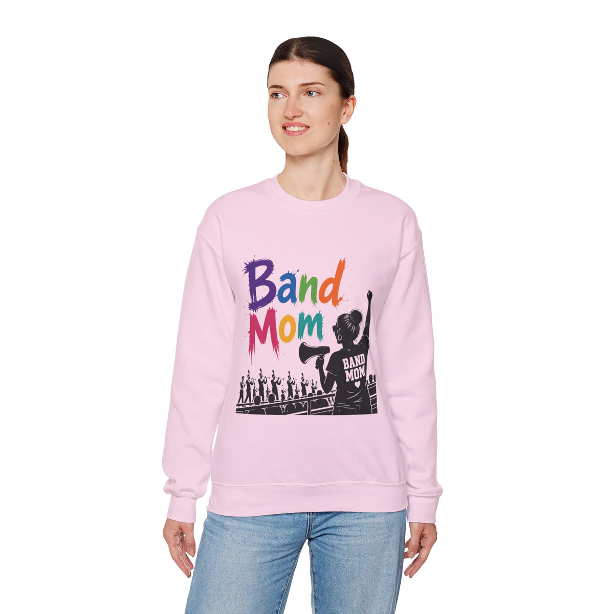 Colorful Band Mom Crew-Neck Sweatshirt