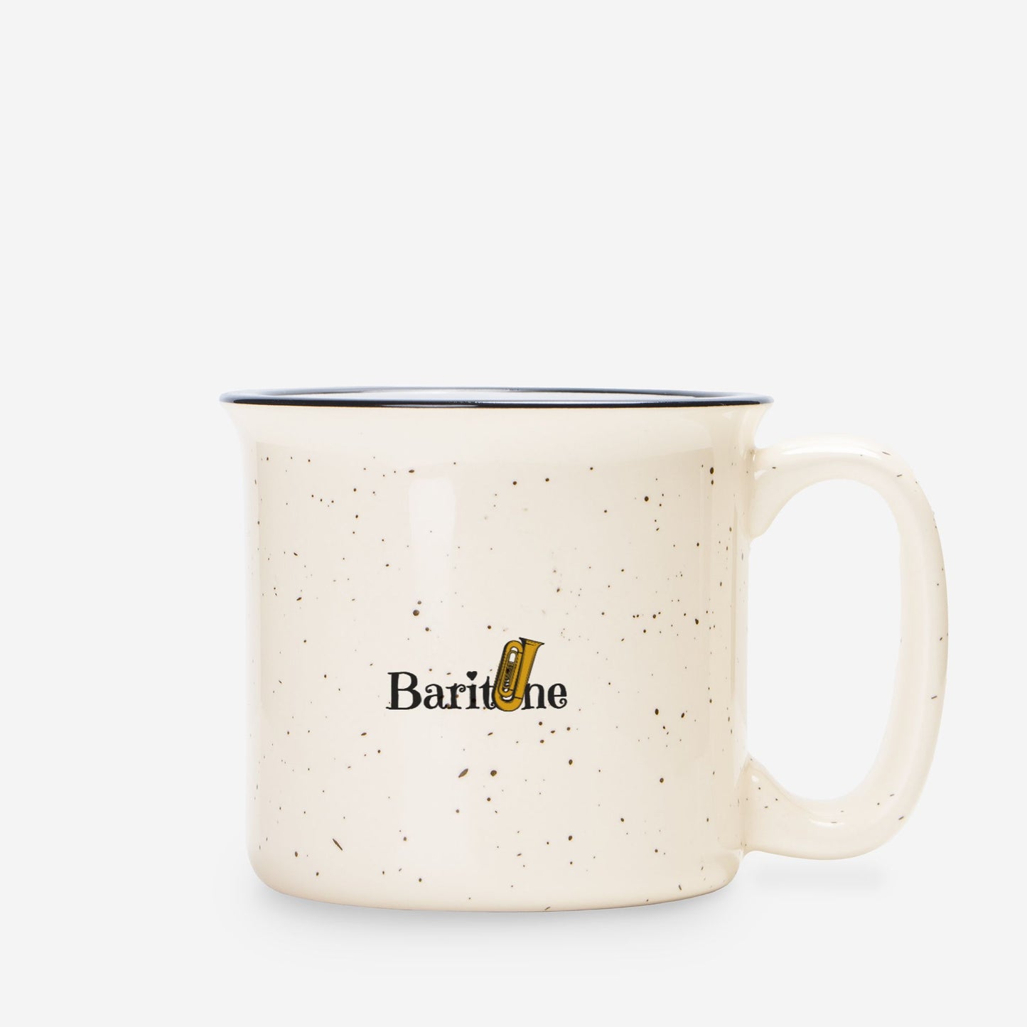 "Baritone" Ceramic Camp Mug Speckled Cream 13 oz