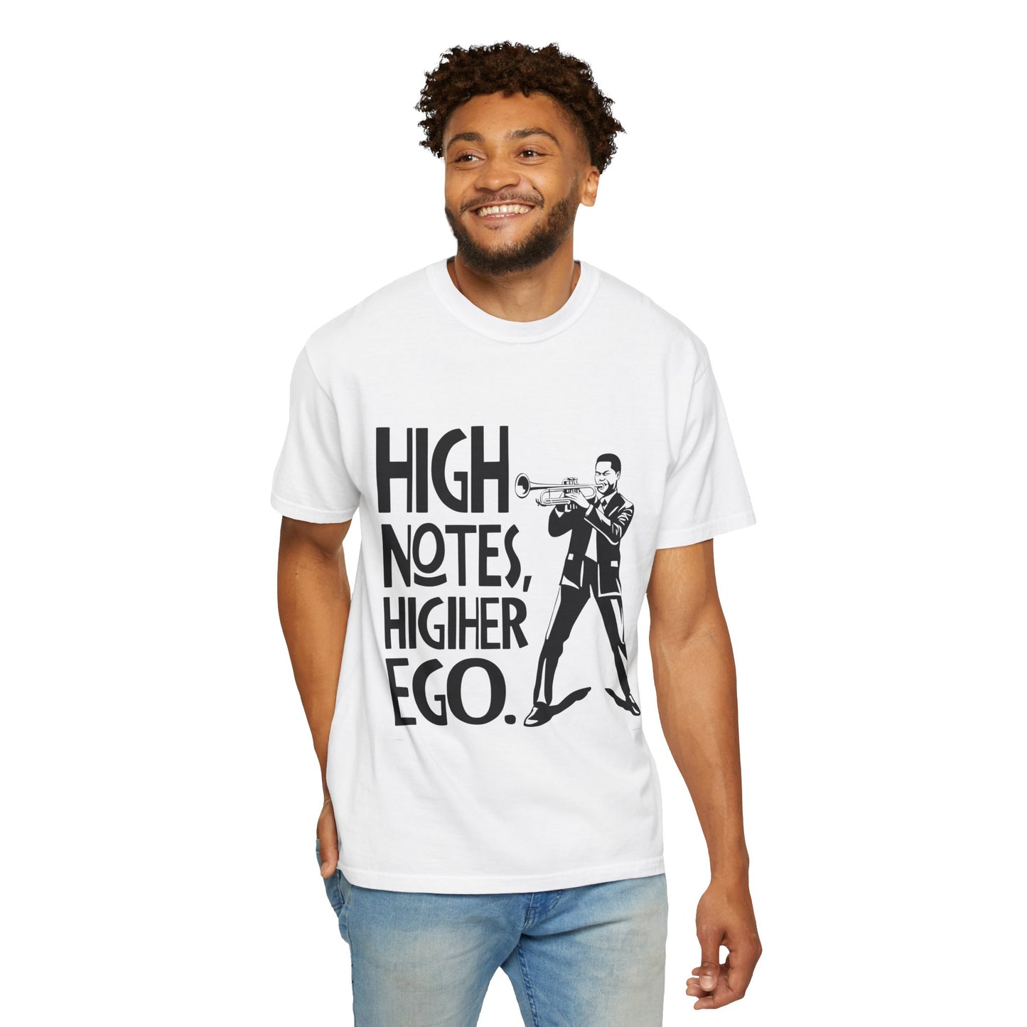"High Notes, Higher Ego" Unisex Garment-Dyed T-Shirt