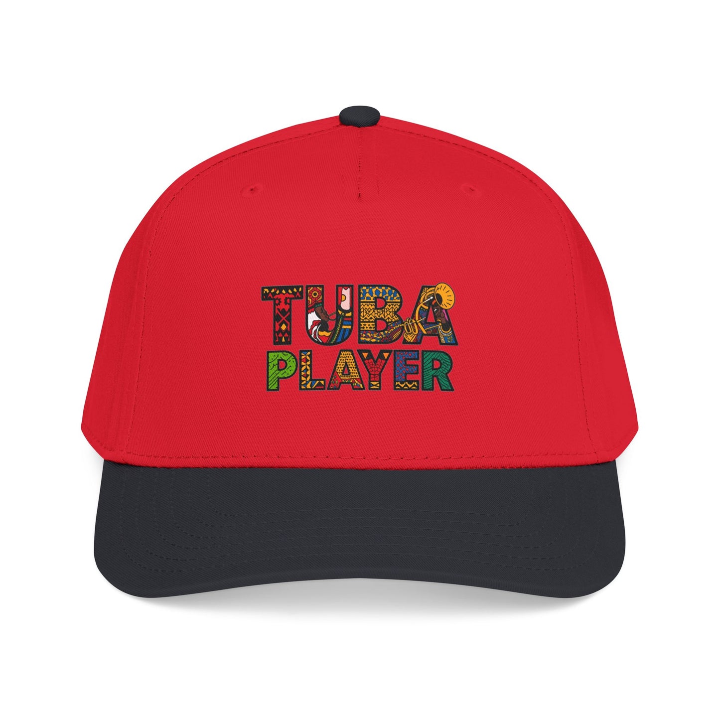 Tuba Player Baseball Cap — Colorful Retro Band Embroidered Hat