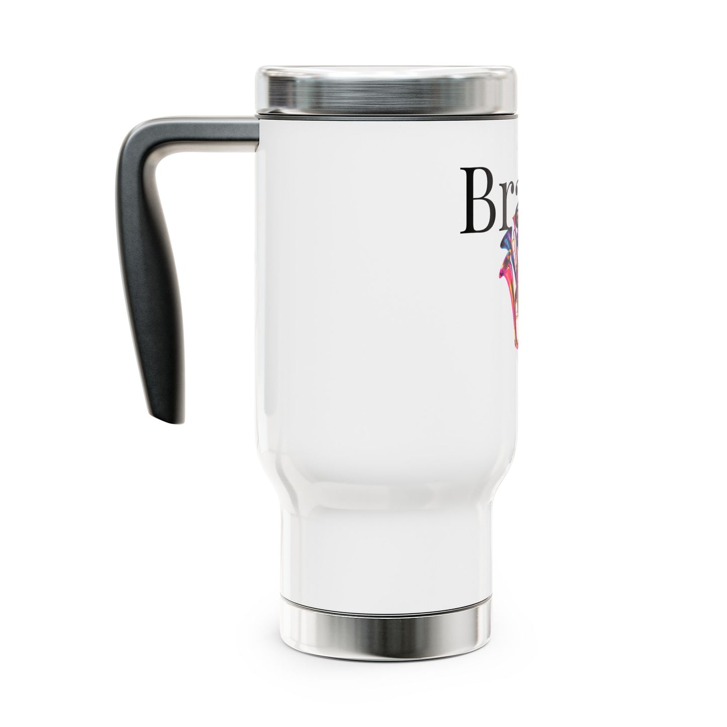 " Brassy" Stainless Steel Travel Mug with Handle, 14oz