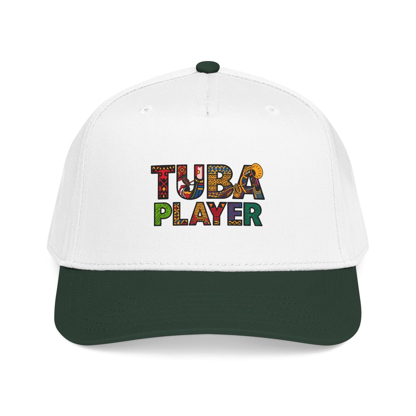 Tuba Player Baseball Cap — Colorful Retro Band Embroidered Hat