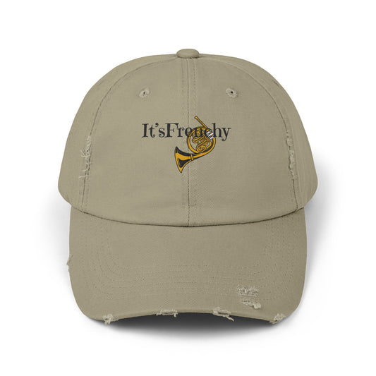 Unisex "French Horn" Distressed Cap