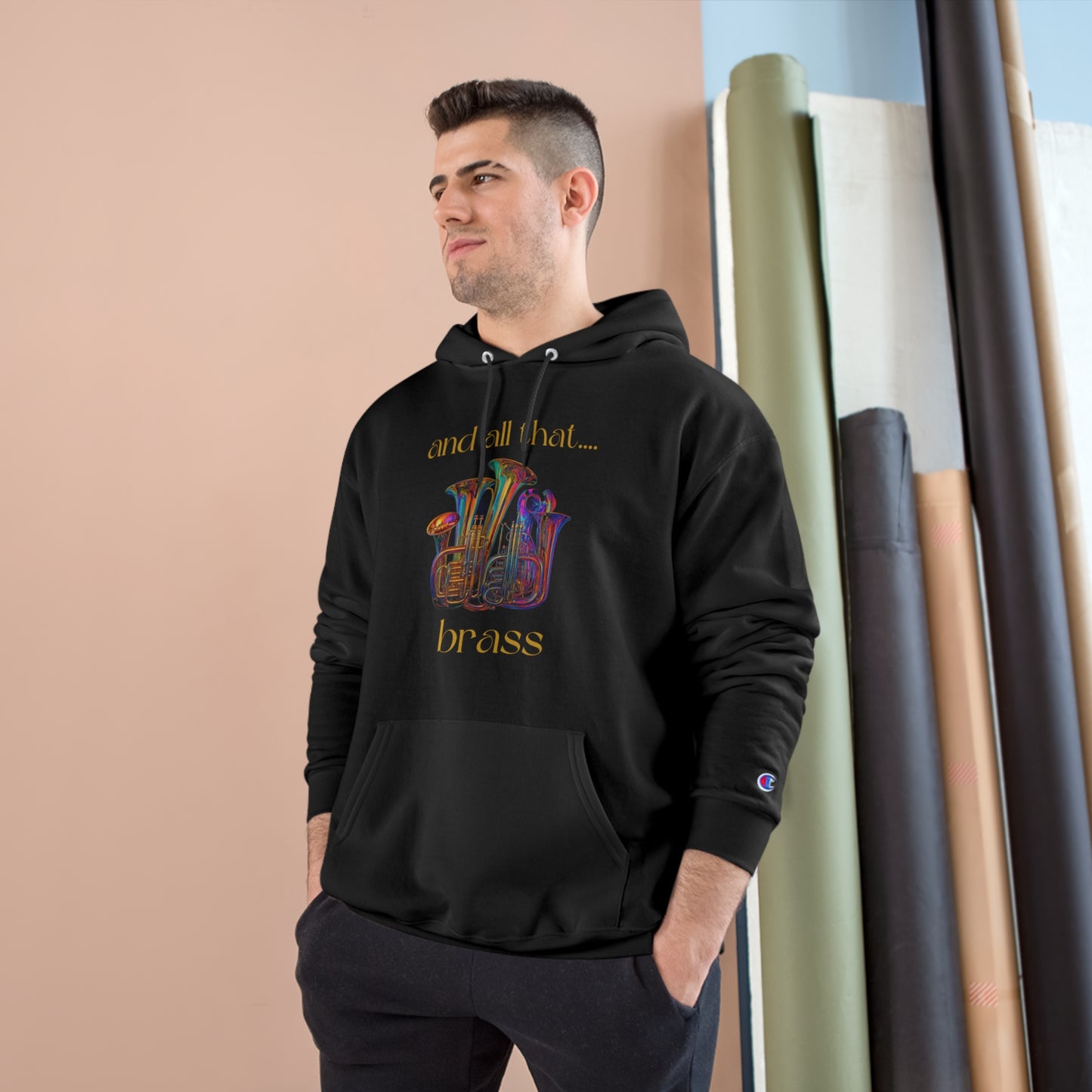 "All That Brass" Black Champion Hoodie