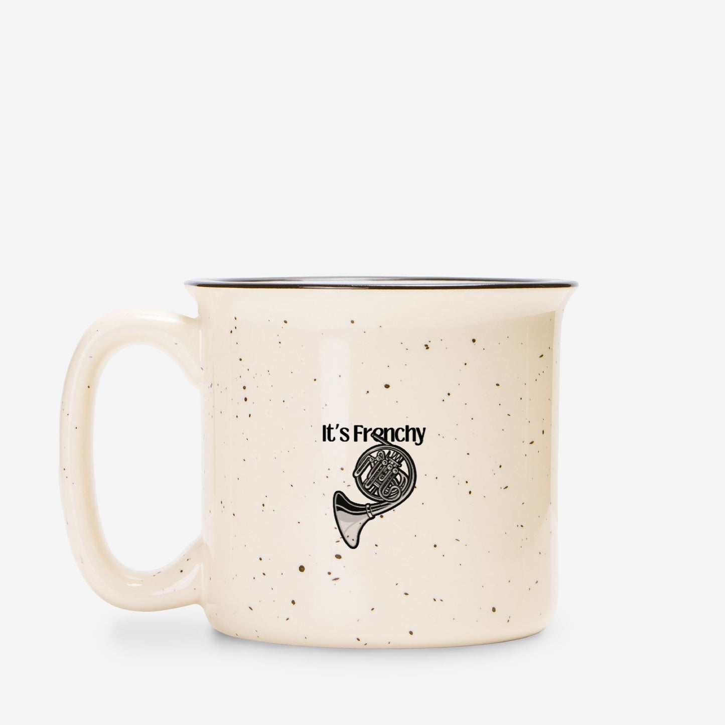 "French Horn" Ceramic Camp Mug Speckled Cream 13 oz