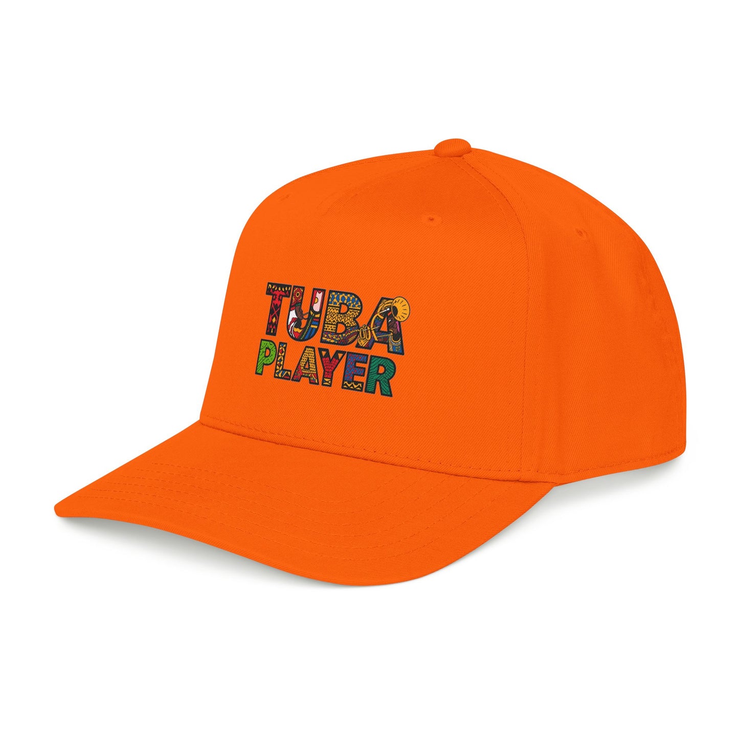 Tuba Player Baseball Cap — Colorful Retro Band Embroidered Hat