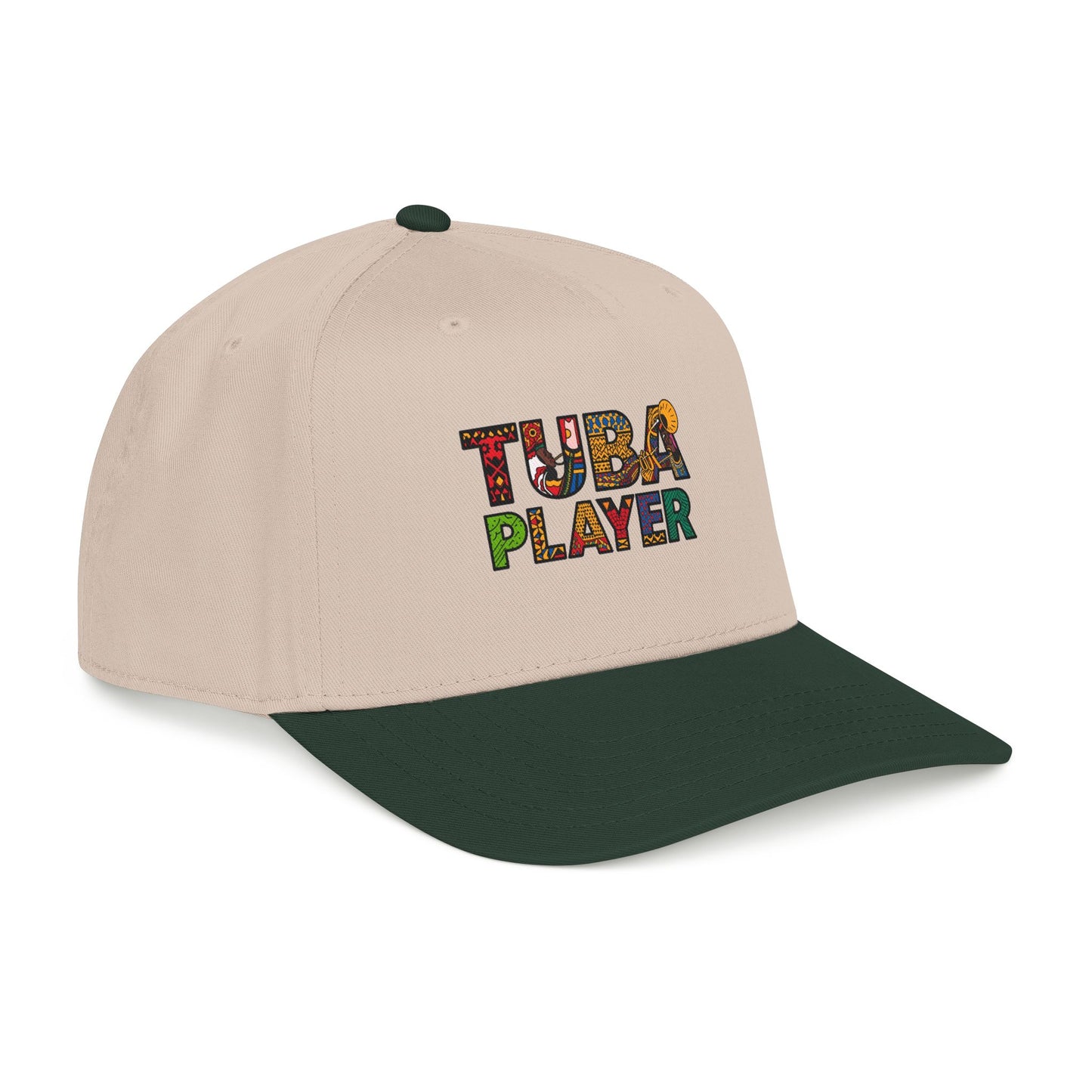 Tuba Player Baseball Cap — Colorful Retro Band Embroidered Hat