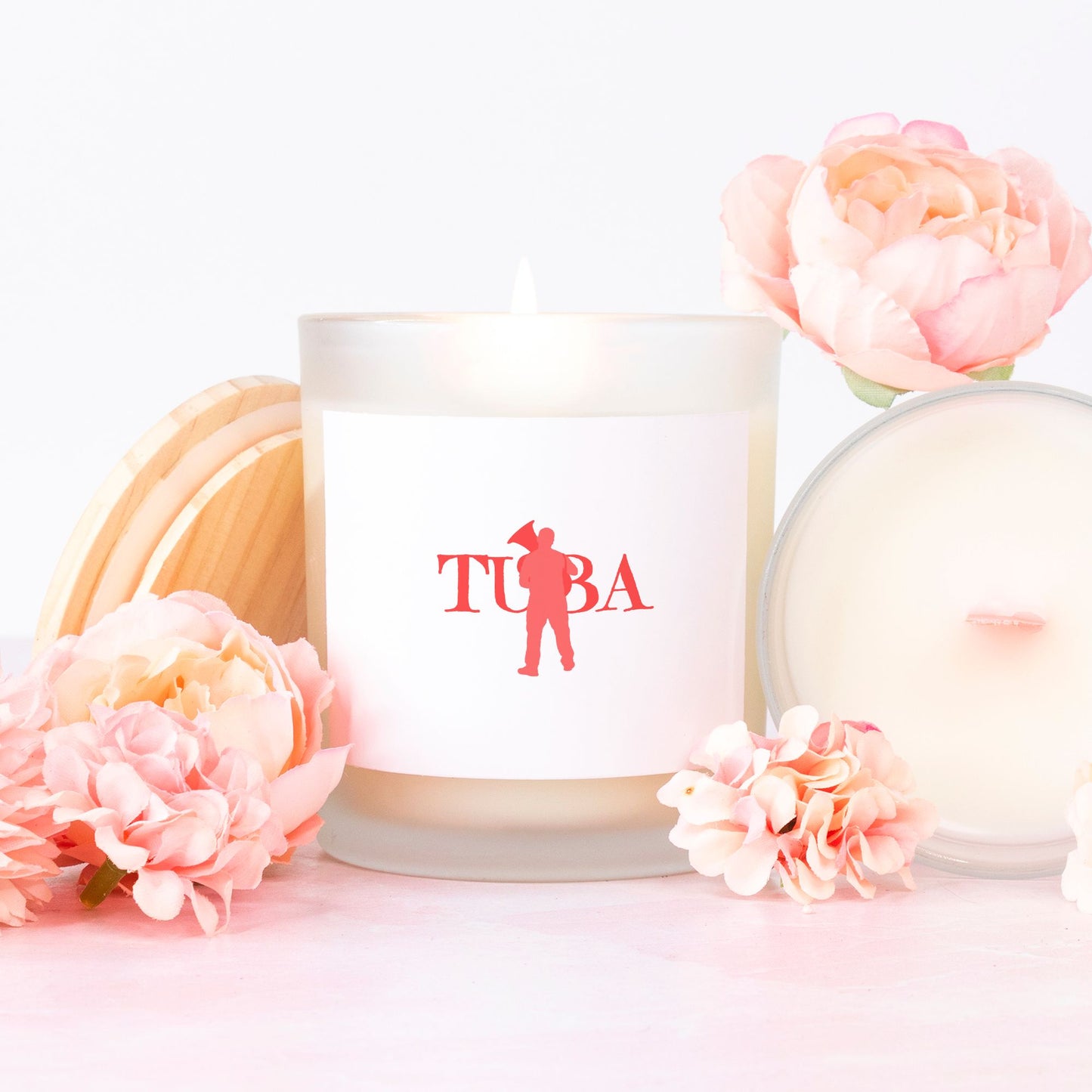 "Tuba" Candle Frosted (Pink Wick) Glass