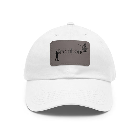 "Trombone" Dad Hat with Leather Patch (Rectangle)