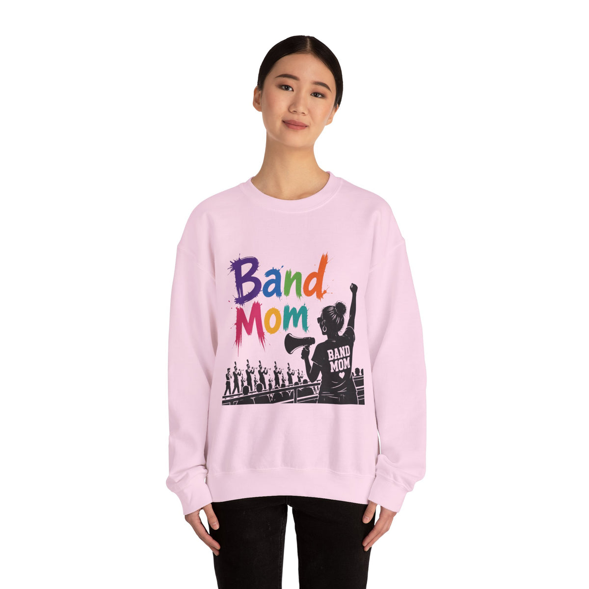 Colorful Band Mom Crew-Neck Sweatshirt