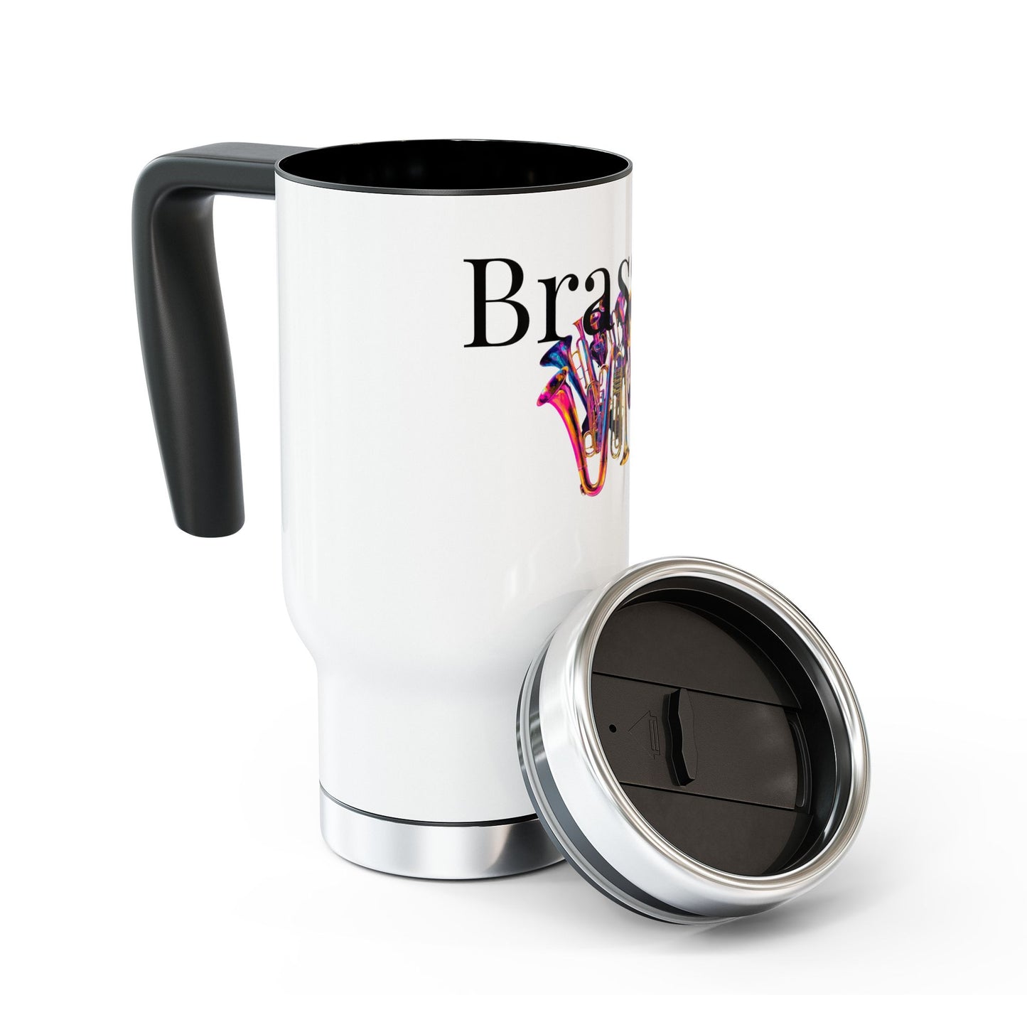 " Brassy" Stainless Steel Travel Mug with Handle, 14oz