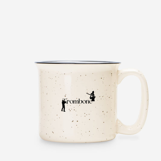 "Trombone" Ceramic Camp Mug Speckled Cream 13 oz