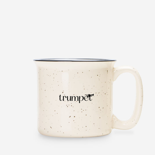 "Trumpet" Ceramic Camp Mug Speckled Cream 13 oz