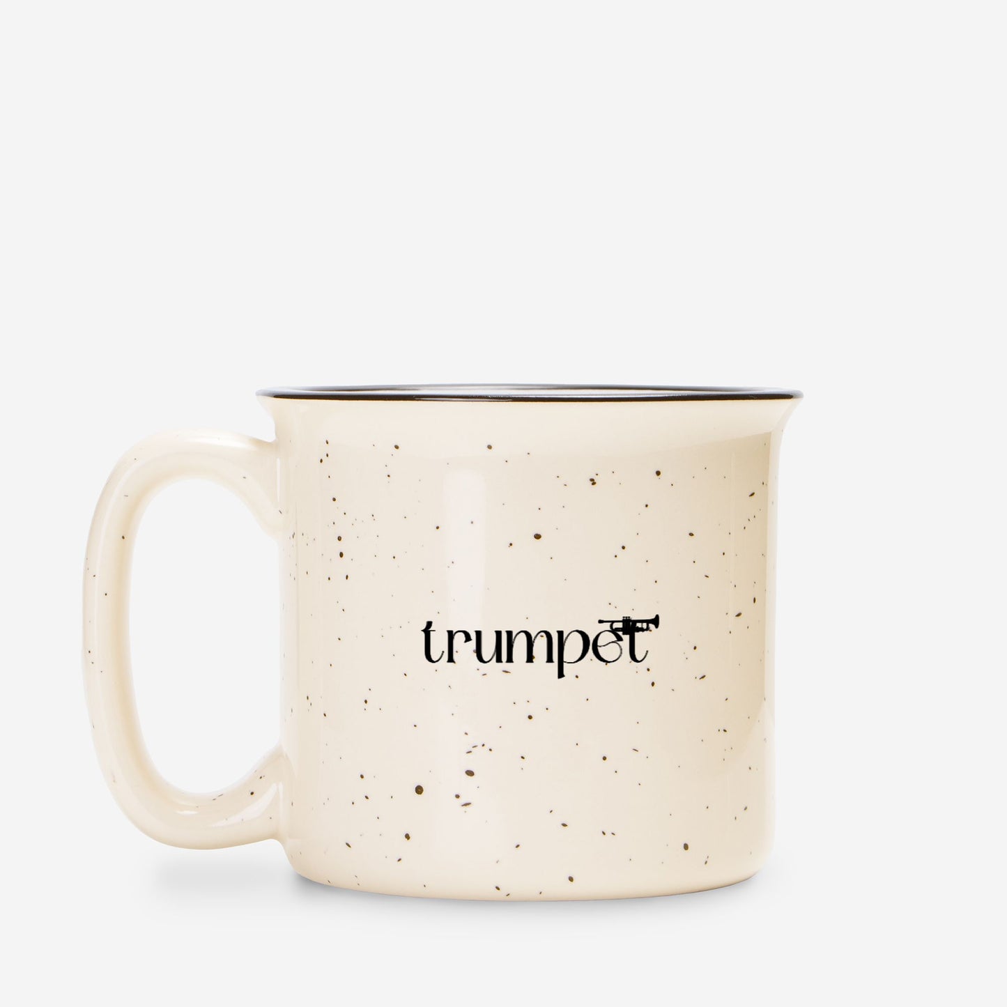 "Trumpet" Ceramic Camp Mug Speckled Cream 13 oz