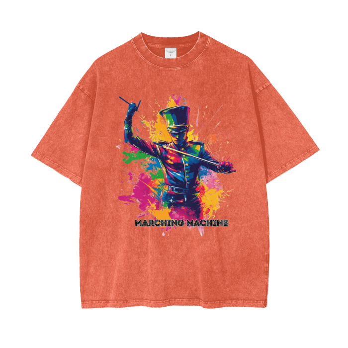 "Marching Machine" Unisex "Acid Wash" Oversize T-Shirt