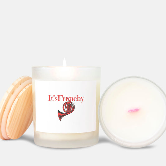 "French Horn" Candle Frosted (Pink Wick) Glass