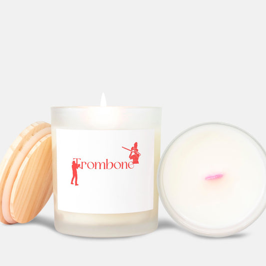 "Trombone" Candle Frosted (Pink Wick) Glass