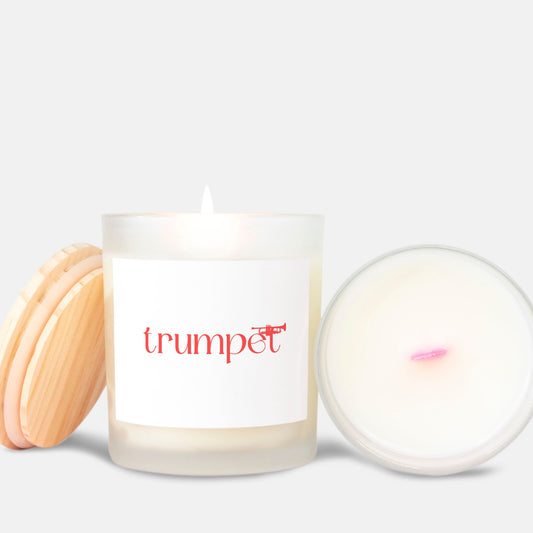 "Trumpet" Candle Frosted (Pink Wick) Glass