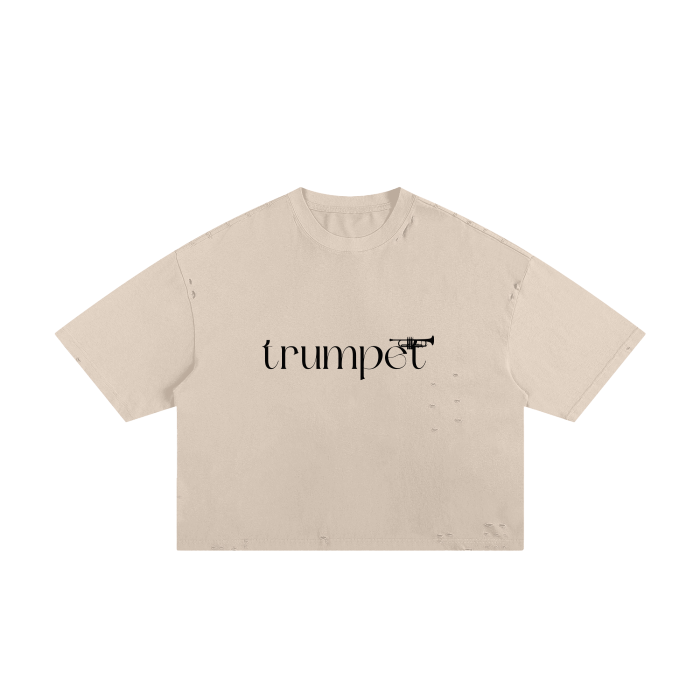 Unisex "Trumpet" Classic Frayed Boxy Tee