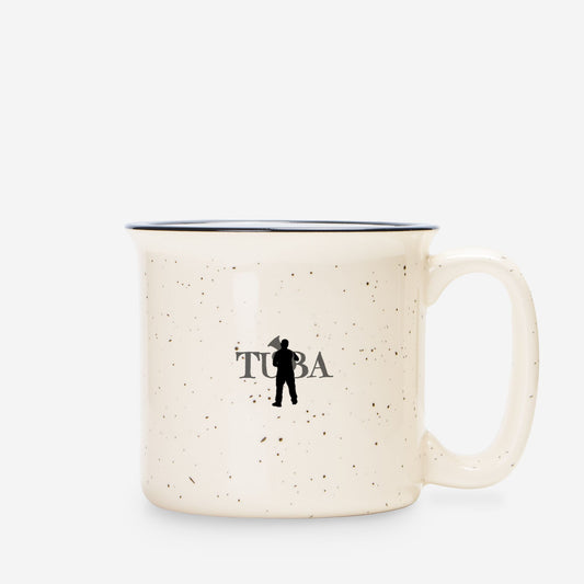 "Tuba" Ceramic Camp Mug Speckled Cream 13 oz