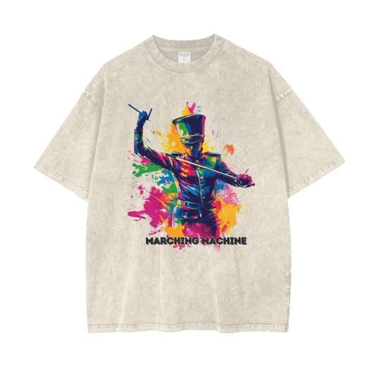 "Marching Machine" Unisex "Acid Wash" Oversize T-Shirt