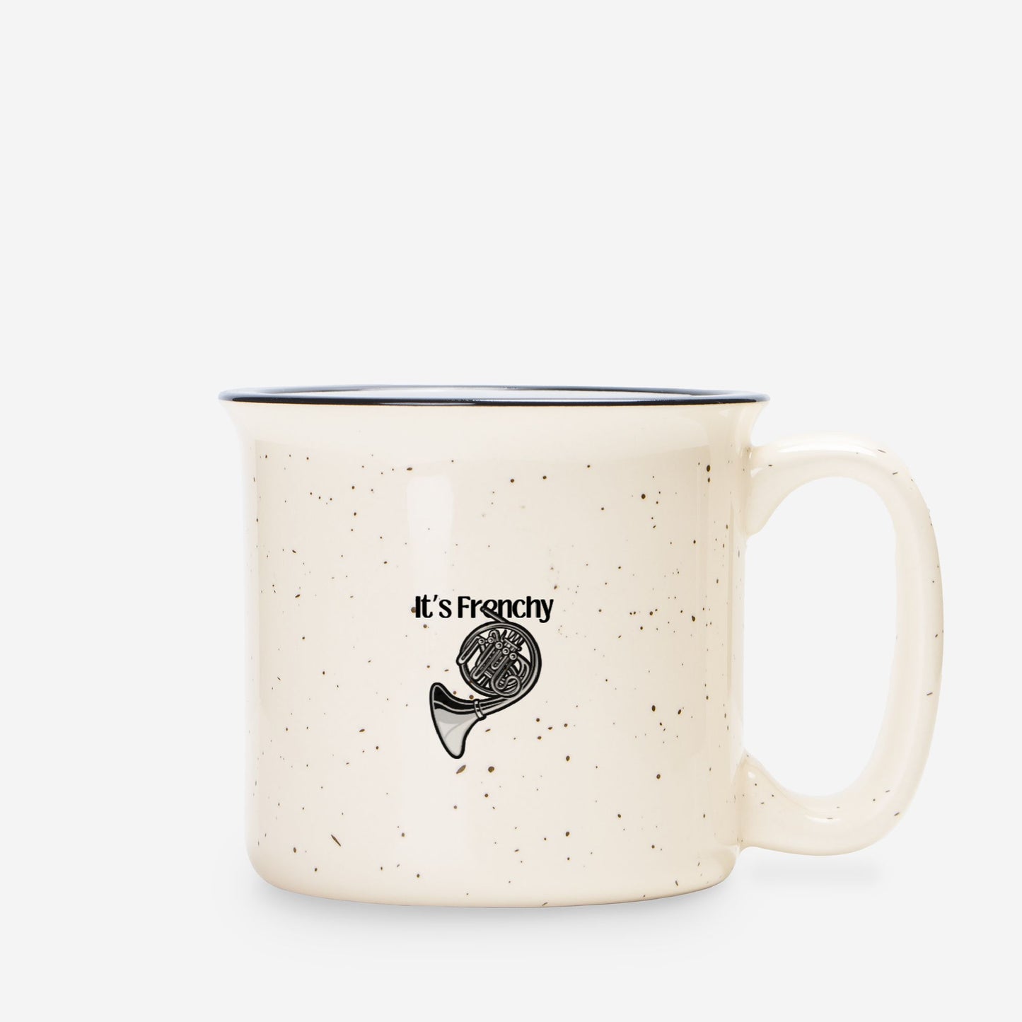 "French Horn" Ceramic Camp Mug Speckled Cream 13 oz