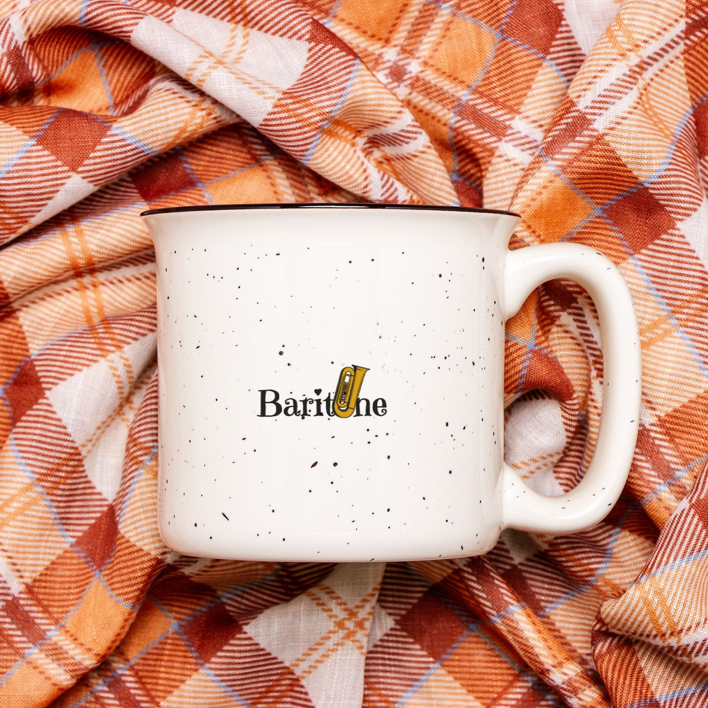 "Baritone" Ceramic Camp Mug Speckled Cream 13 oz