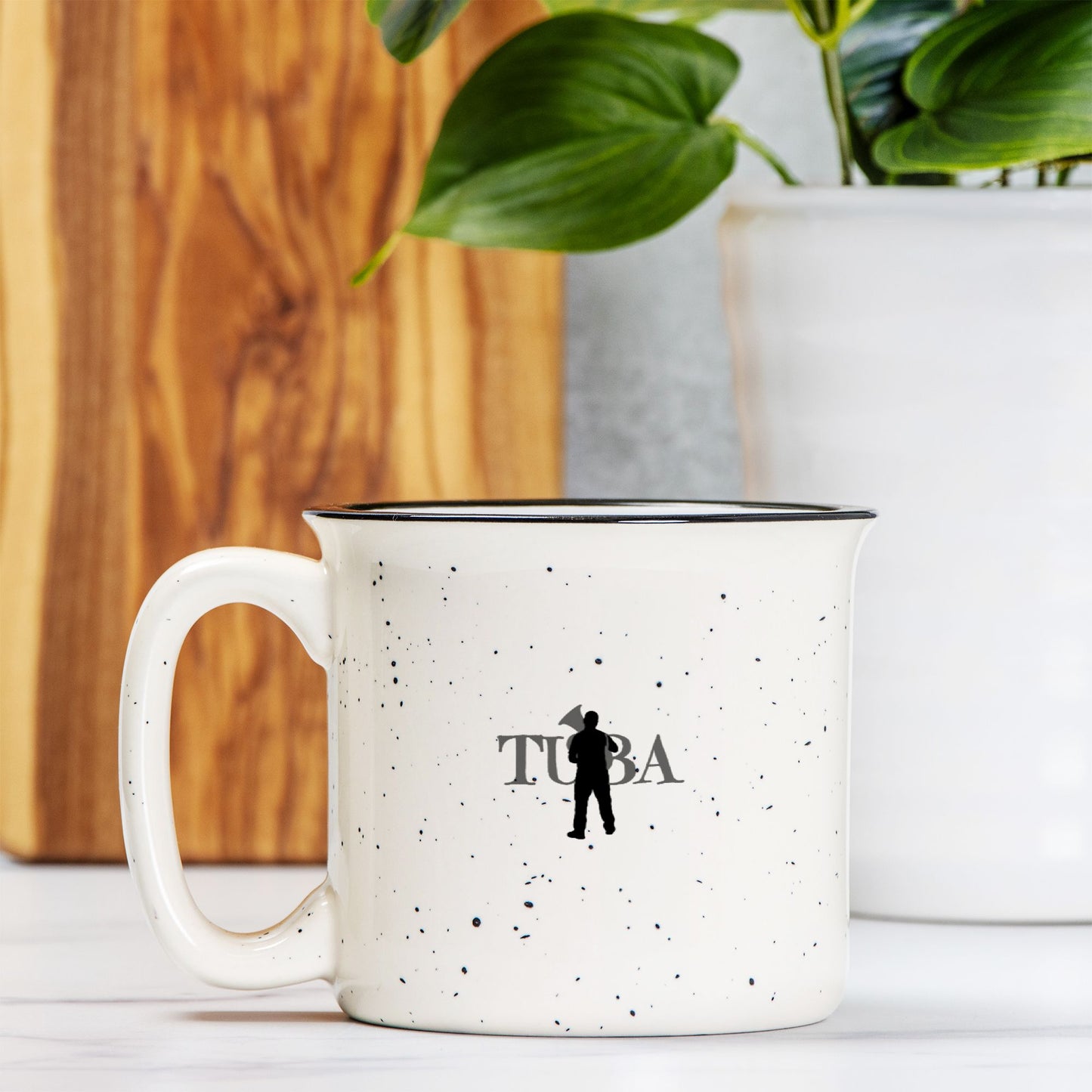 "Tuba" Ceramic Camp Mug Speckled Cream 13 oz