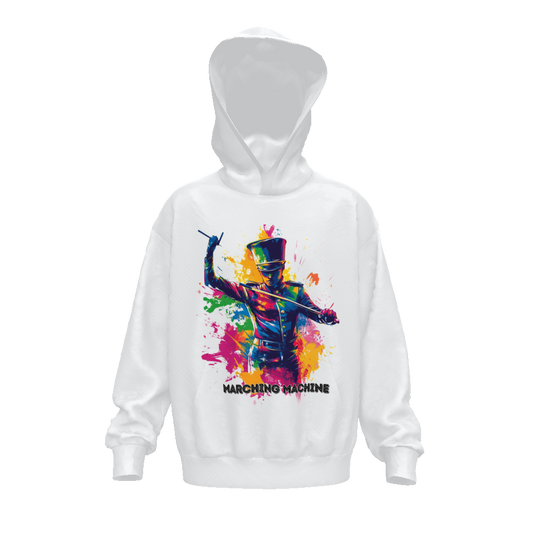 "Marching Machine" Street-wear Unisex Drop Shoulder Over-sized Hoodie