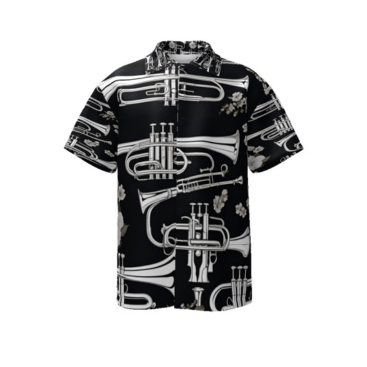 "Trumpet and Flower" All-Over Print Men's Hawaiian Shirt
