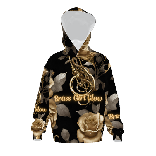 "Brass Girl Glow" Street-wear All-Over Print Unisex Drop Shoulder Over-sized Hoodie