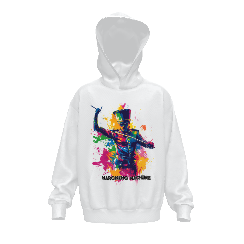 "Marching Machine" Street-wear Unisex Drop Shoulder Over-sized Hoodie