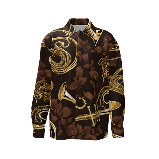 "Gold Brass and Flower" All-Over Print Men's Classic Long Sleeve Shirt